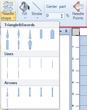 Selecting preset Neddle shape